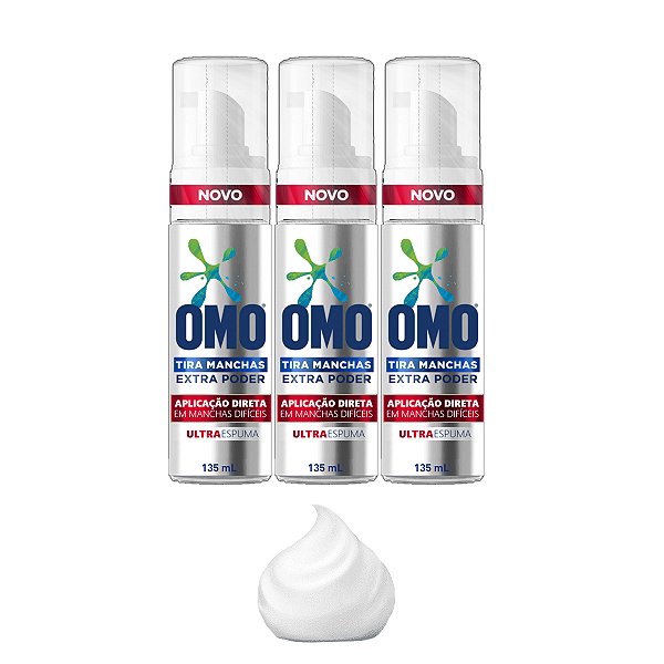 Tira Manchas Omo Extra Poder Ultra Espuma Frasco 135ml Kit 3