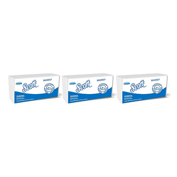Toalha De mãos Interfolhada Scott 200 Folhas Kit 3