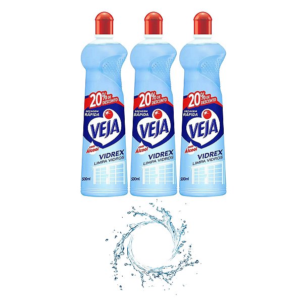 Veja Vidrex Limpa Vidros Squeeze 500ml Kit 3