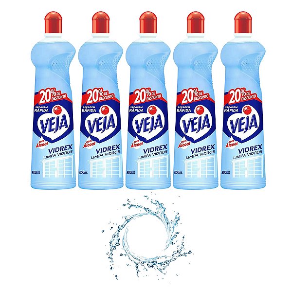 Veja Vidrex Limpa Vidros Squeeze 500ml Kit 5