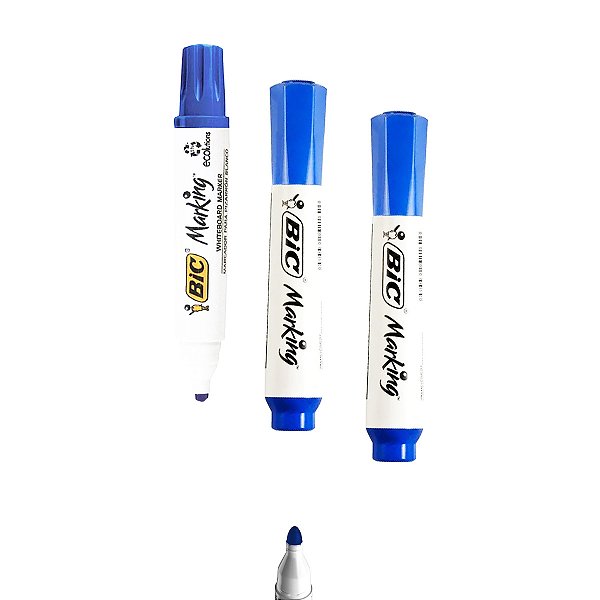 Marcador Azul BIC Marking para Quadro Branco Kit 3
