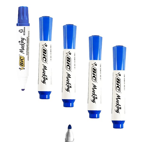 Marcador Azul BIC Marking para Quadro Branco Kit 5