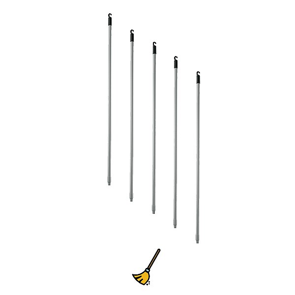 Cabo de Madeira Plastificado 140Cm com Rosca Universal Kit 5