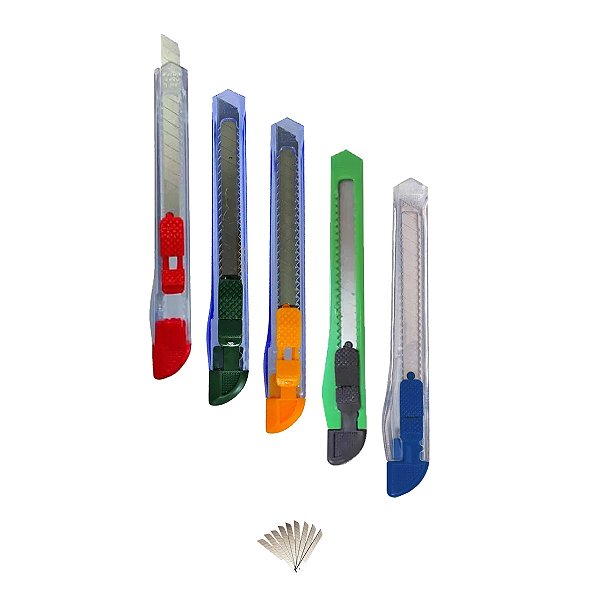Estilete Colorido Lâmina Fina Cis 120Bp Kit 5