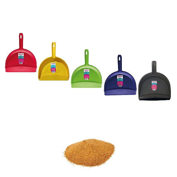 PÁ DE LIXO MULTIUSO RESISTENTE COLORIDA SANREMO KIT 5