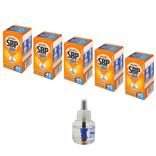 Refil Inseticida SBP Elétrico Líquido 45 Noites KIT 5