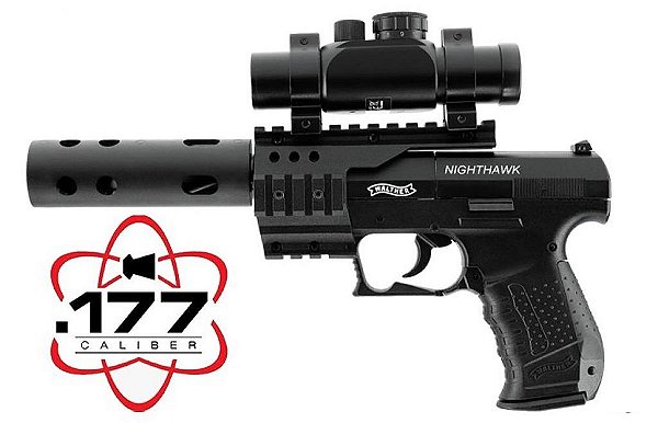 PISTOLA WALTHER UMAREX CO2 4,5MM NIGHT HAWK PRETA