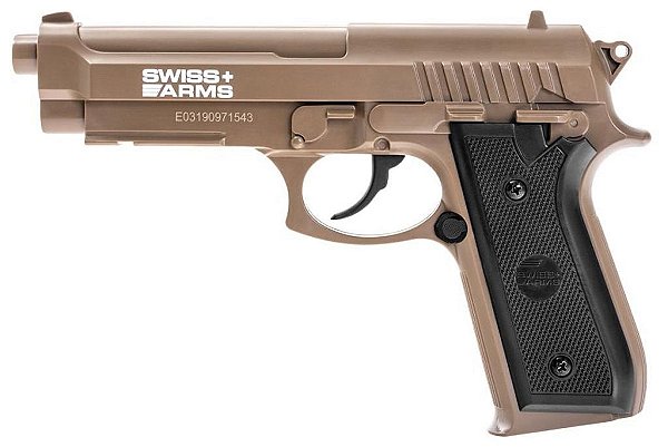PISTOLA DE CARGA CYBERGUN SWISS ARMS CO2 4.5MM SA92 SLIDE FIXO TAN
