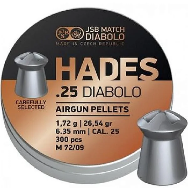 Chumbinhos para carabina JSB DIABOLO .25 / 6,35 mm HADES 1,720 g / 26,54 g, 300 unidades