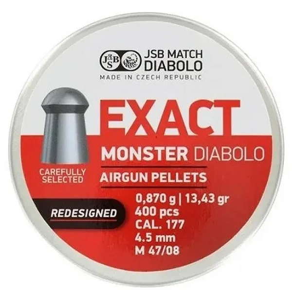 Chumbinhos para carabina de pressão JSB DIABOLO .177 / 4,5 mm EXACT MONSTER REDESENHADO 0,870 g / 13,436 g, 400 unidades