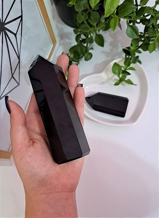 Ponta de obsidiana negra (Tamanho M e G)