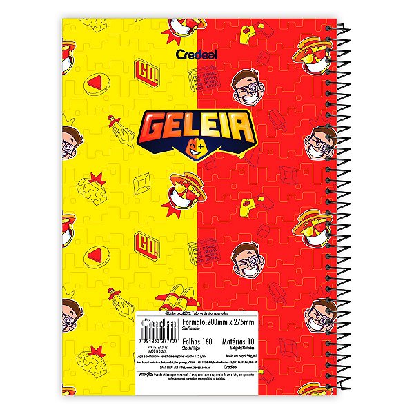 Caderno Geleia 10 Matérias - Curta Loja - Produtos Licenciados de