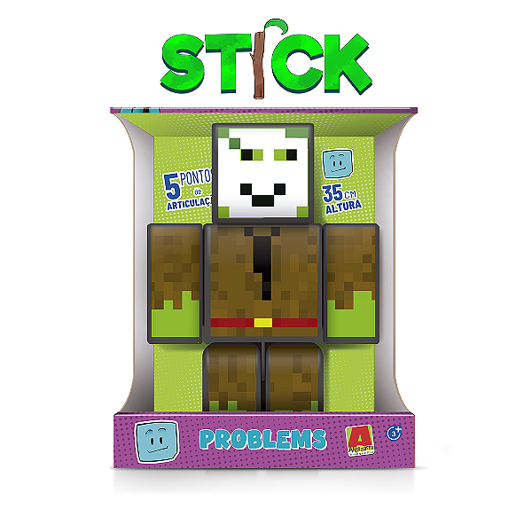 Boneco Stick Turma do Problems - Grande - 35cm- Minecraft - Algazarra