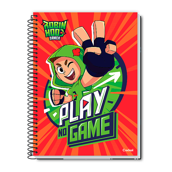 Caderno Universitário Robin Hood Gamer  Play no Game - 1 Matéria, 80 folhas