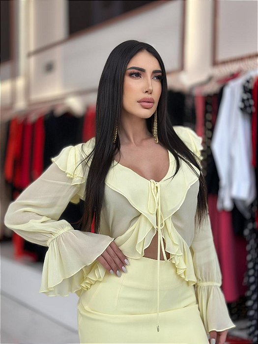 BLUSA COM BABADOS AMARELA