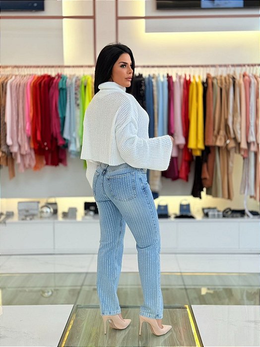 CALÇA JEANS COM TRANSFER INDIGO