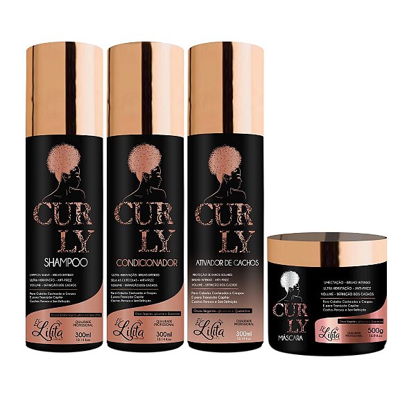 Kit Curly formador de cachos perfeito 4 passos da Lilita Cosmeticos