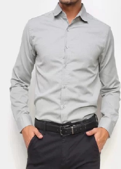 Camisa mista longa cinza