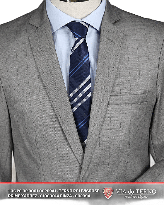 Terno Poliviscose cinza prime xadrez