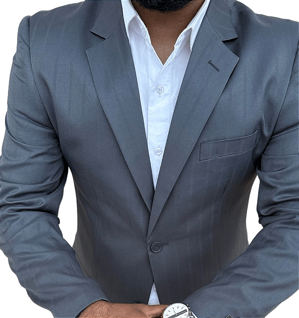 Terno microfibra cinza risca