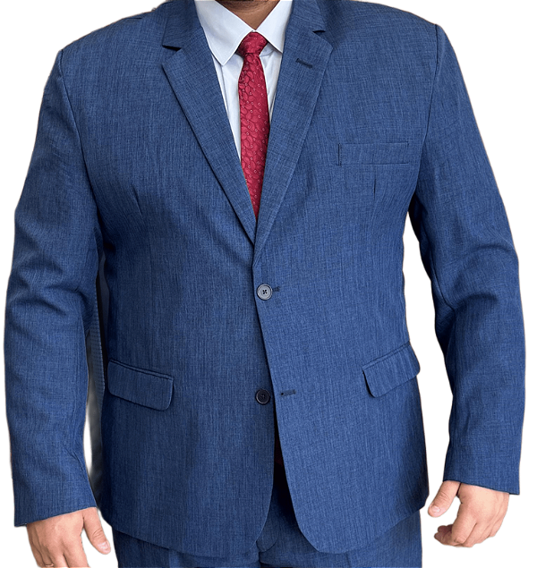 Terno Plus Size azul melange