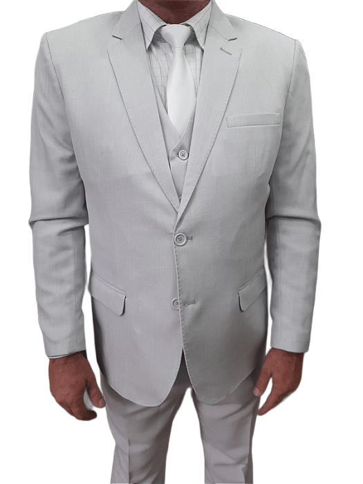 Traje microfibra cinza prata