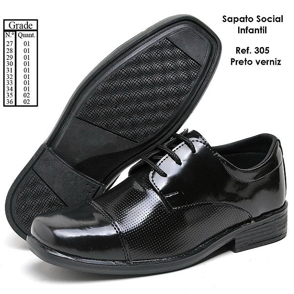 Sapato infantil cadarço preto