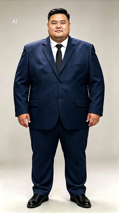 Terno Plus Size Premium - Azul marinho liso