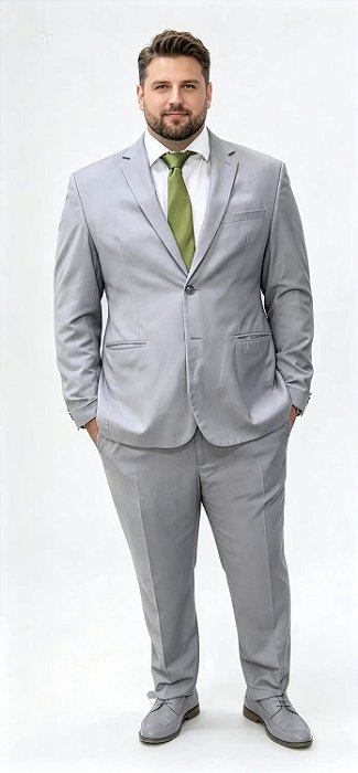 Terno Plus Size Premium cinza claro