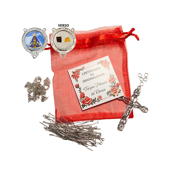 Kit Montagem Terço Pétalas de Rosas Niquelado