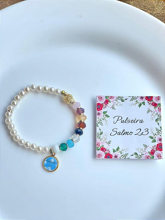 Kit para Montagem Pulseira salmo 23 Pérola
