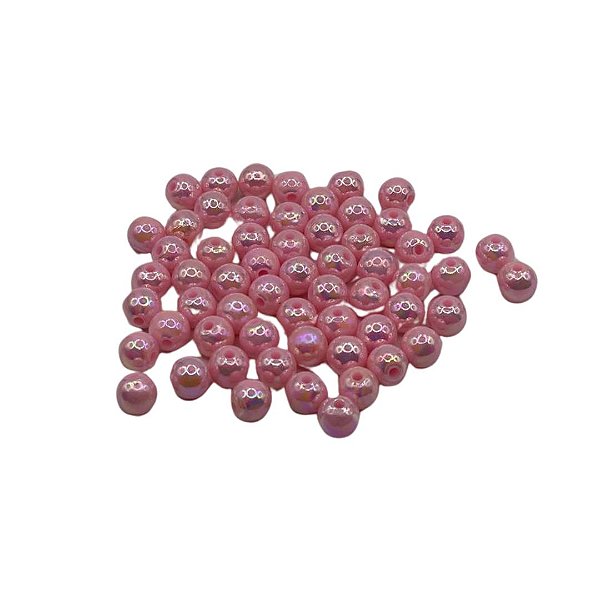 Conta Acrílica Rosa Cintilante 8mm