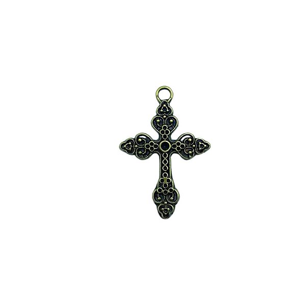 Cruz strass media ouro velho