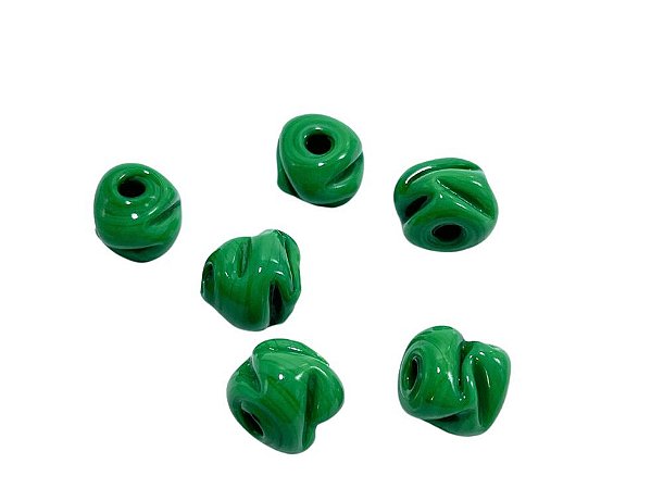 Murano verde musgo leitoso (6 unidades)