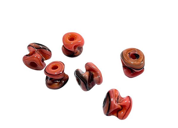 Murano coral mesclado (6 unidades)