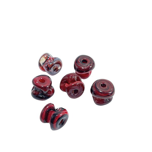 Murano vermelho leitoso mesclado (6 unidades)
