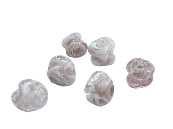 Murano rosa leitoso mesclado (6 unidades)