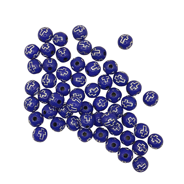 Conta Com Cruz 8mm 60 Unidades