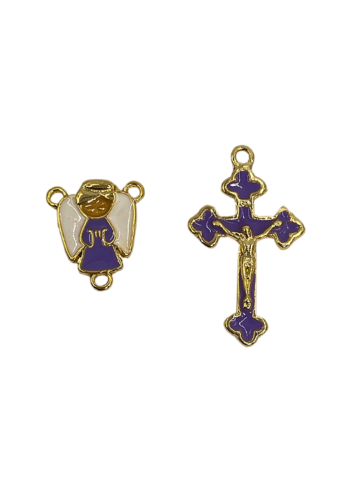 Entremeio e cruz Anjo da Guarda Infantil Roxo