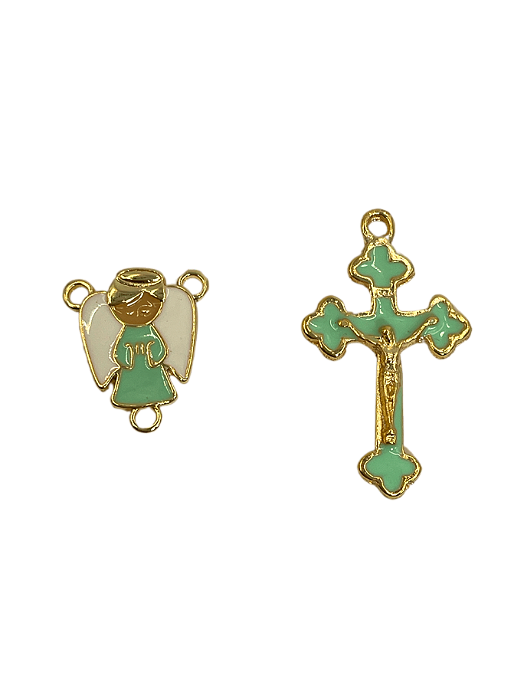 Entremeio e cruz Anjo da Guarda Infantil Verde