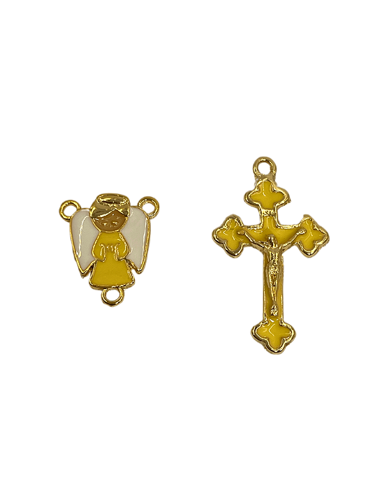 Entremeio e cruz Anjo da Guarda Infantil Amarelo