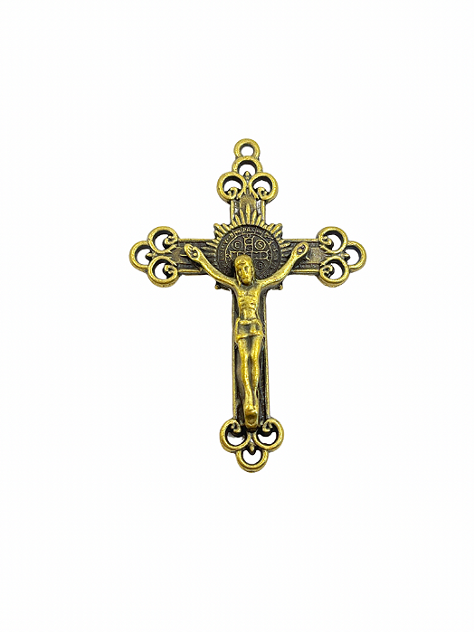 Cruz 3 Folhas com São bento Ouro Velho
