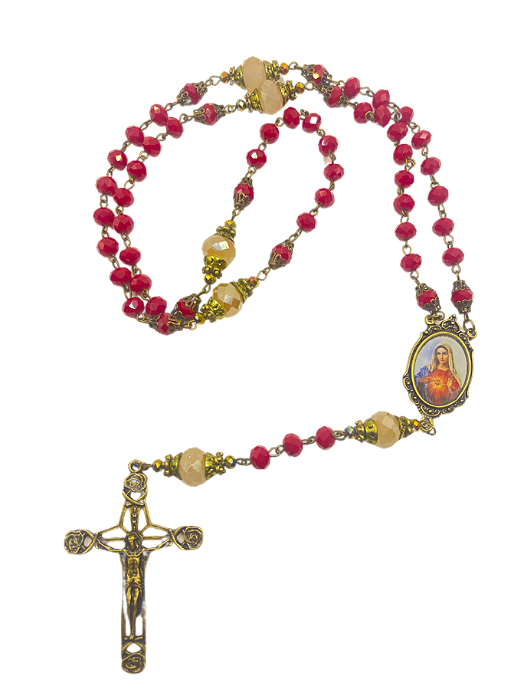 Kit Montagem Sagrado Coração de Maria 8mm Ouro Velho