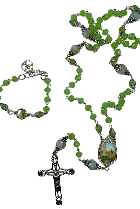 Kit Montagem Nossa Senhora de Fátima 8mm Niquelado com Pulseira