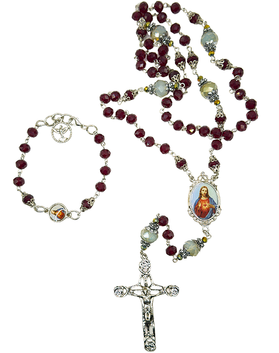Kit Montagem Sagrado Coração de Jesus 8mm Niquelado com Pulseira