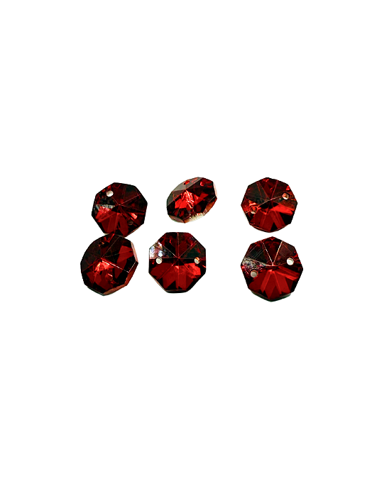 Castanha de vidro vermelha 12 mm (6und)