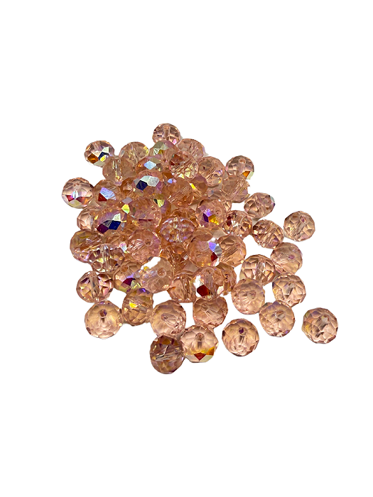 Cristal facetado rosa transparente irizado 8 mm