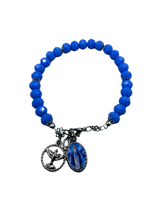 Kit Montagem Pulseira Azul com Nsra das Graças 8mm
