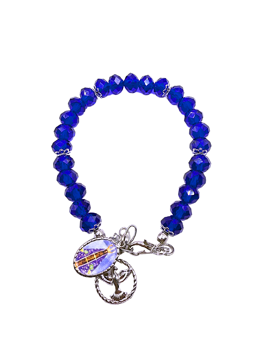 Kit Montagem Pulseira Azul Bic com Nsra Aparecida 8mm