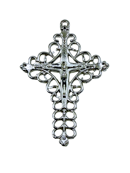 Crucifixo Rendado Niquelado
